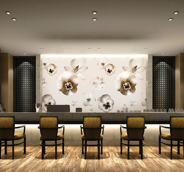 PrintsbyNature-Hotel-Bar-Stylish-Gold-Warm-Lobby-Flowers-Wallpaper